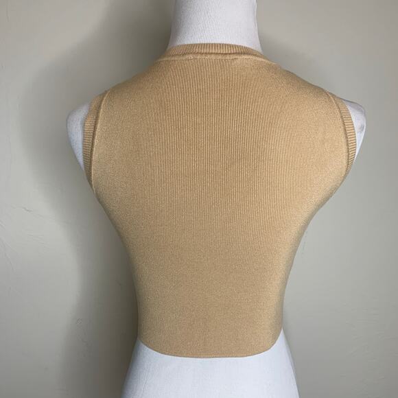 Zara Tan Sweater Vest Crop Top Shell Sz Small - Picture 2 of 8